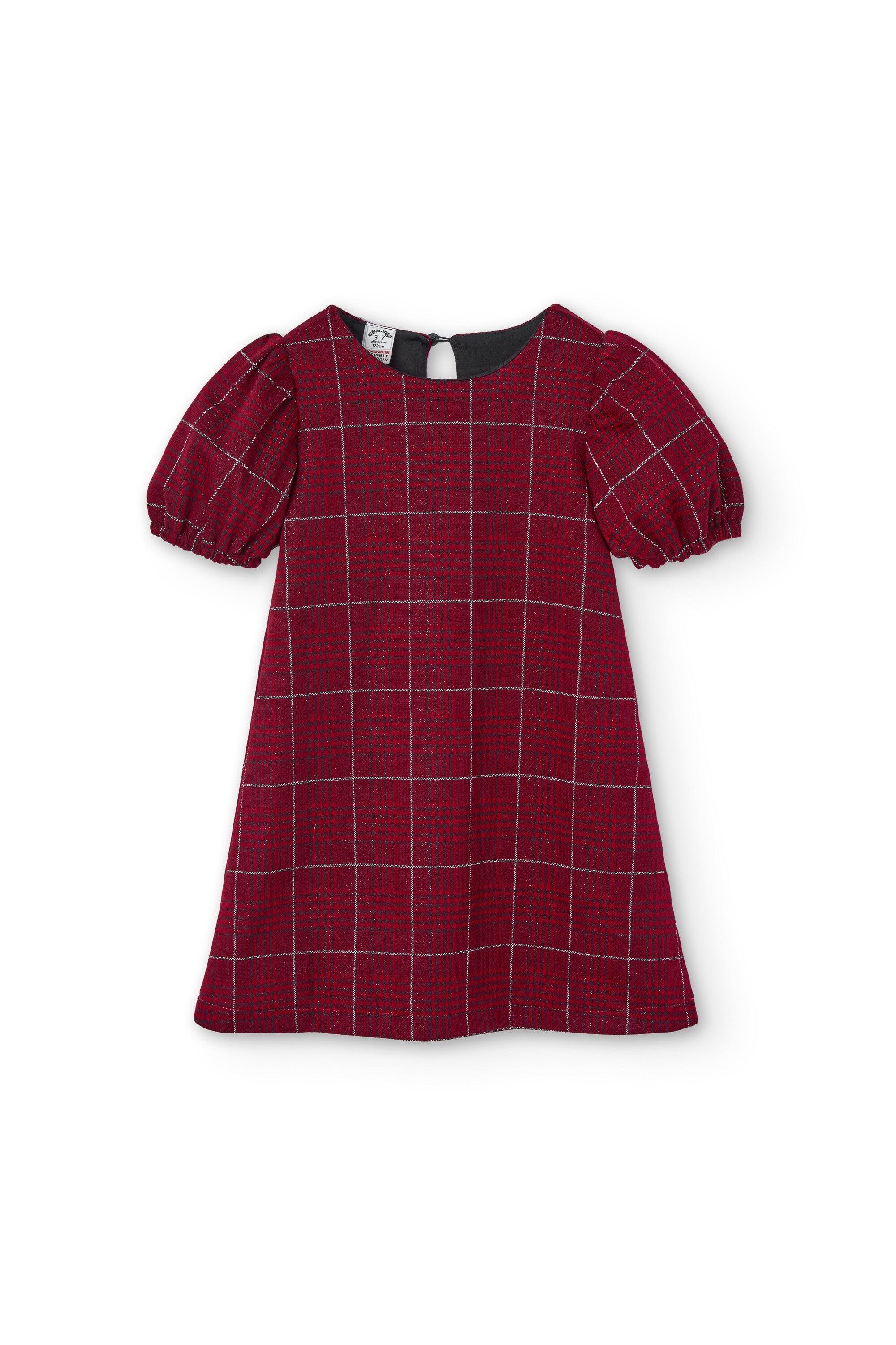 Vestido xadrez vermelho para menina 2/4