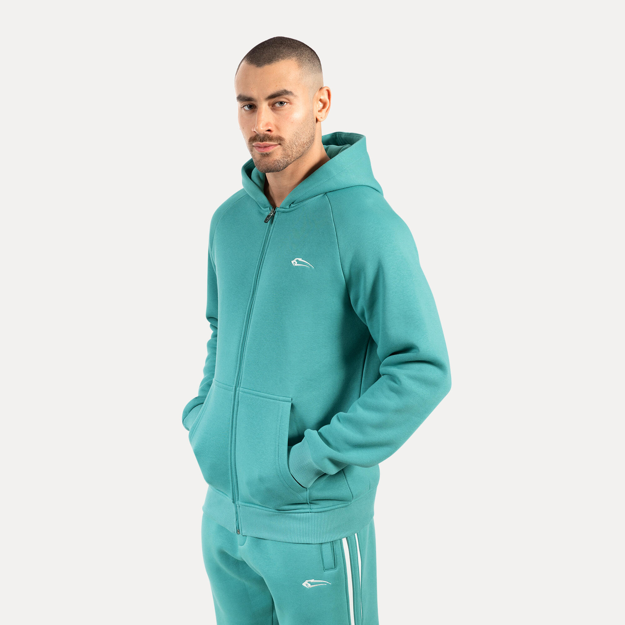 Herren Zip Hoodie Yasin Petrol 2/5