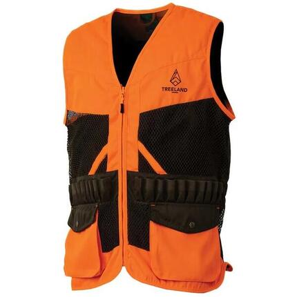 Gilet Treeland orange déperlant 20 cartouchières polyester coton