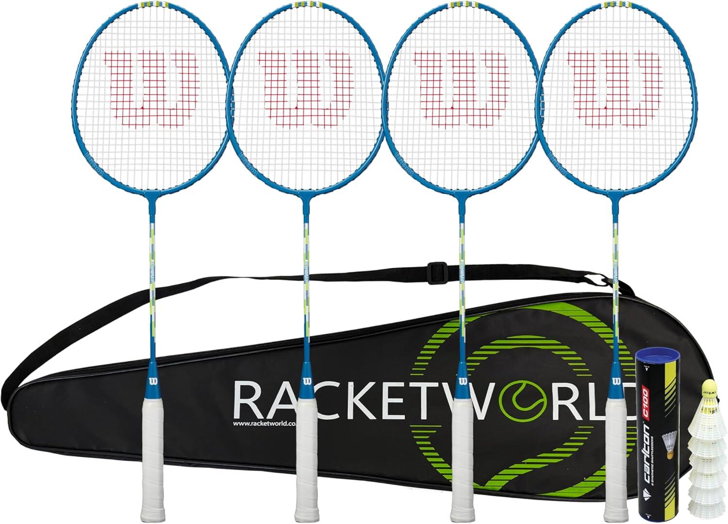 Champ Racket Set Wilson Champ 4 Player Badminton Racket Set, 4 Rackets, Shuttles ...