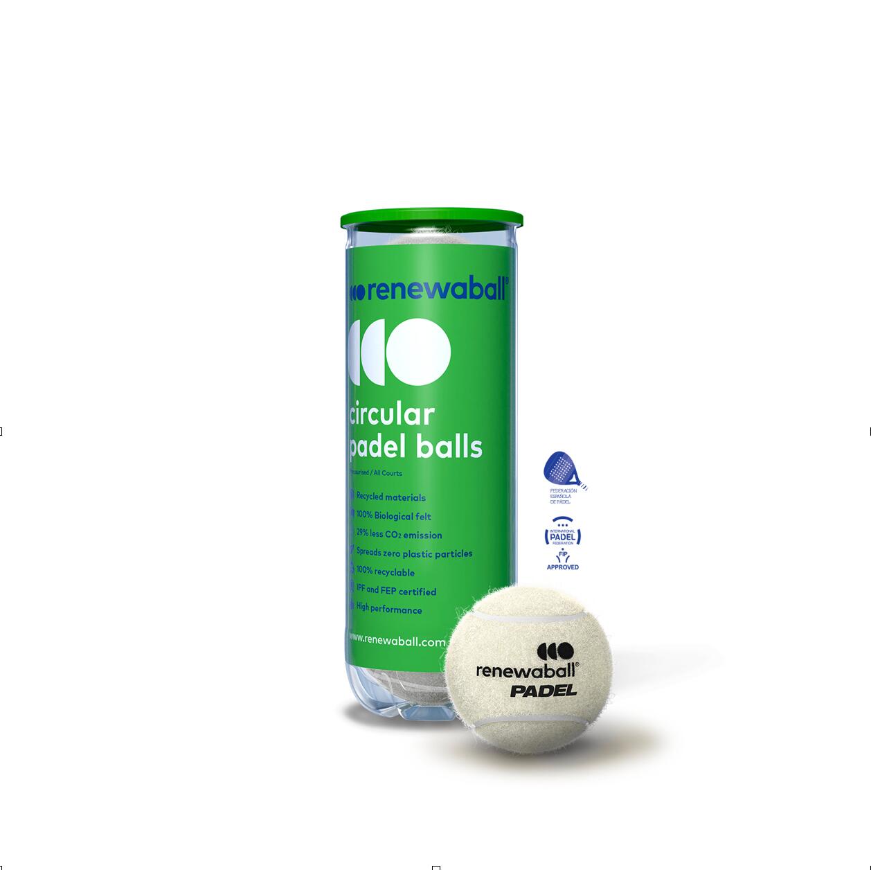 Renewaball 3 natural padel balls 1/7