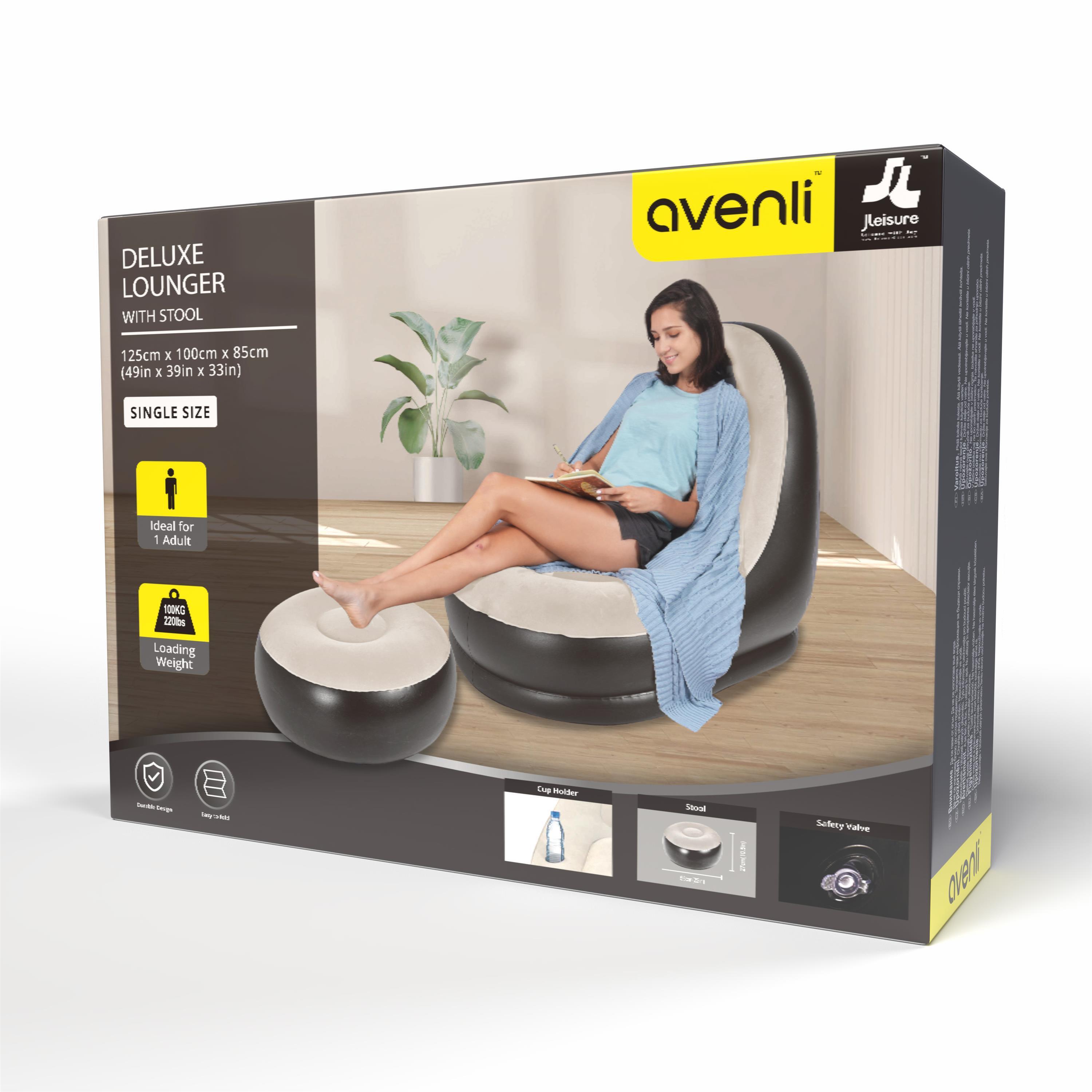 Avenli Luftsessel mit Lufthocker Grau 125 x 100 x 85 cm für 1 Person 3/7