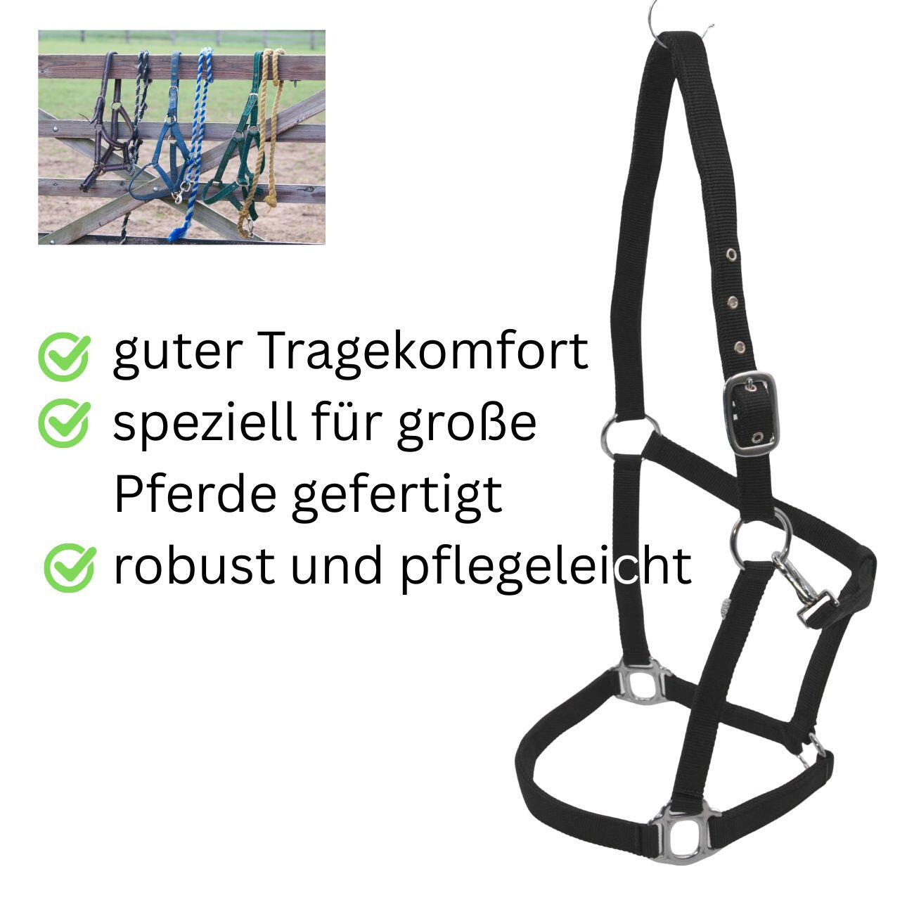 AMKA Stallhalfter extra stark 3facher PP Gurt schwarz 3/4