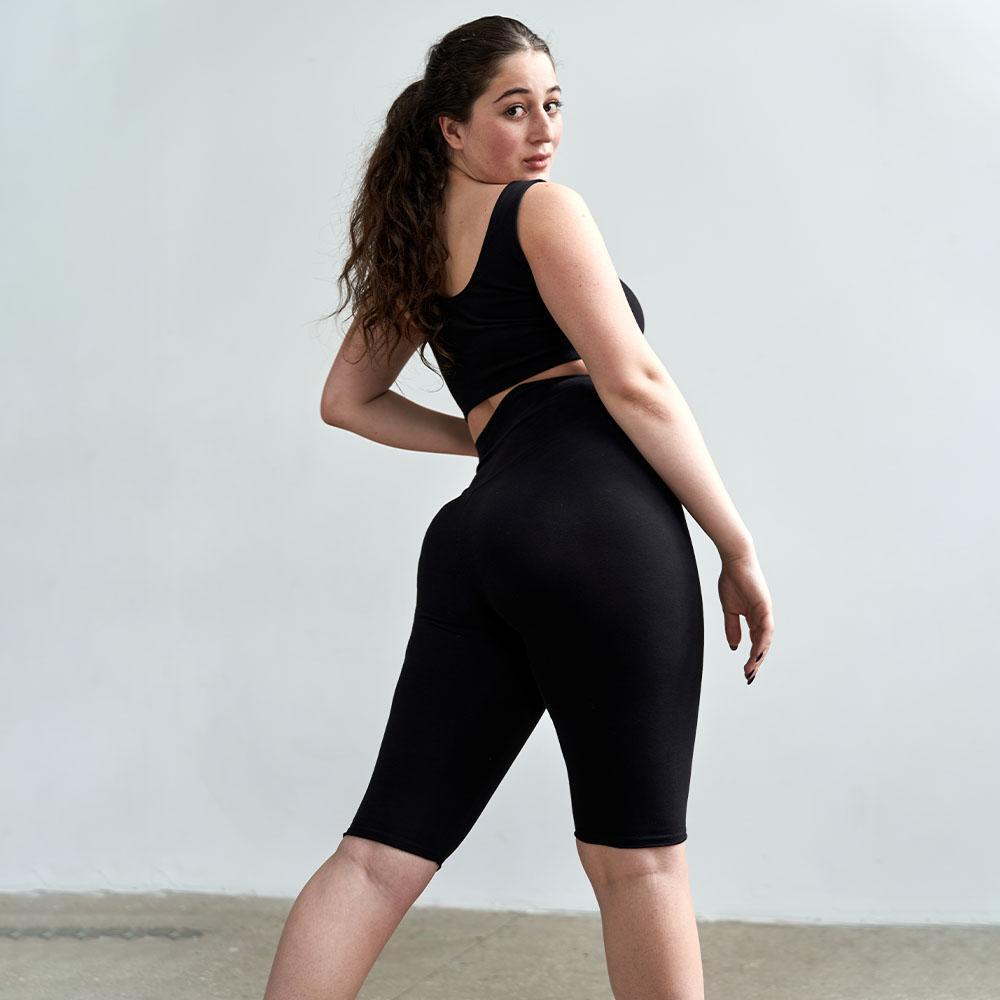Pantalones cortos de algodón de cintura alta para yoga y fitness 5/6