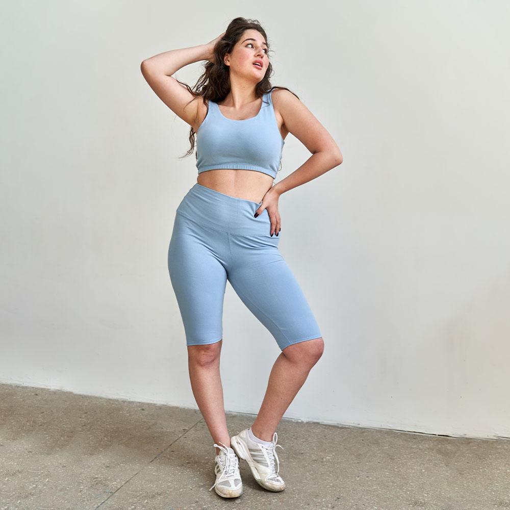 Pantalones cortos de algodón de cintura alta para yoga y fitness 5/7