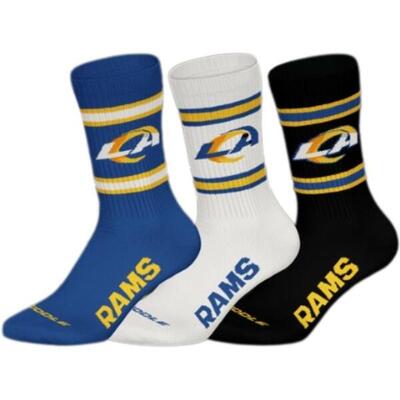 Nfl rams 3pk crew socks 43/46 blu/wht/blk