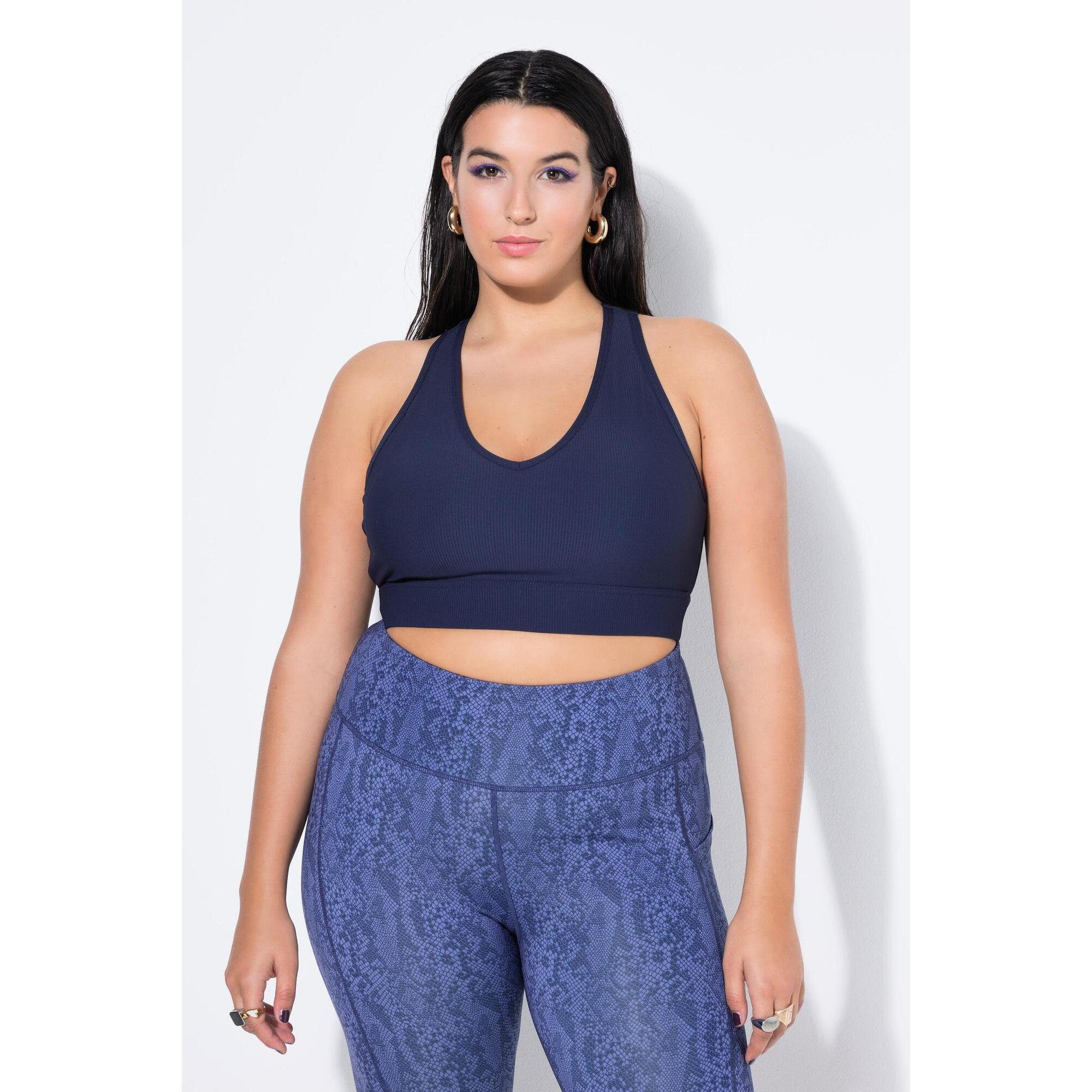 Ulla Popken - Femme Soutien-gorge En Jersey Côtelé Avec Bretelles Croisées Dans Le Dos - Brassière - Bleu - Decathlon