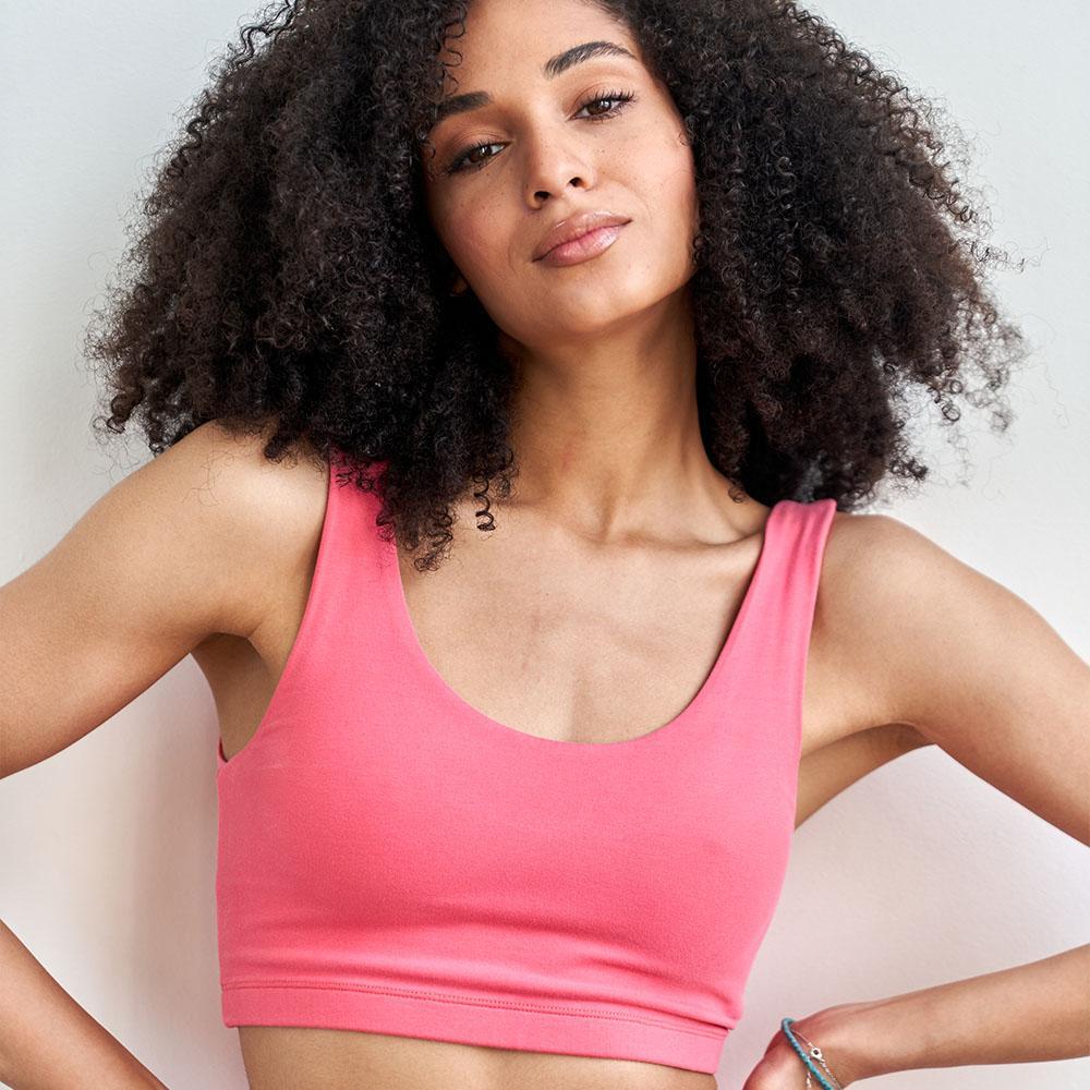 Cotton Yoga Bra for Yoga and Fitness - Coral - XS