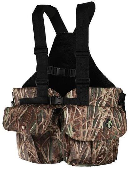 Gilet harnais de chasse adaptable multi poches camo roseaux