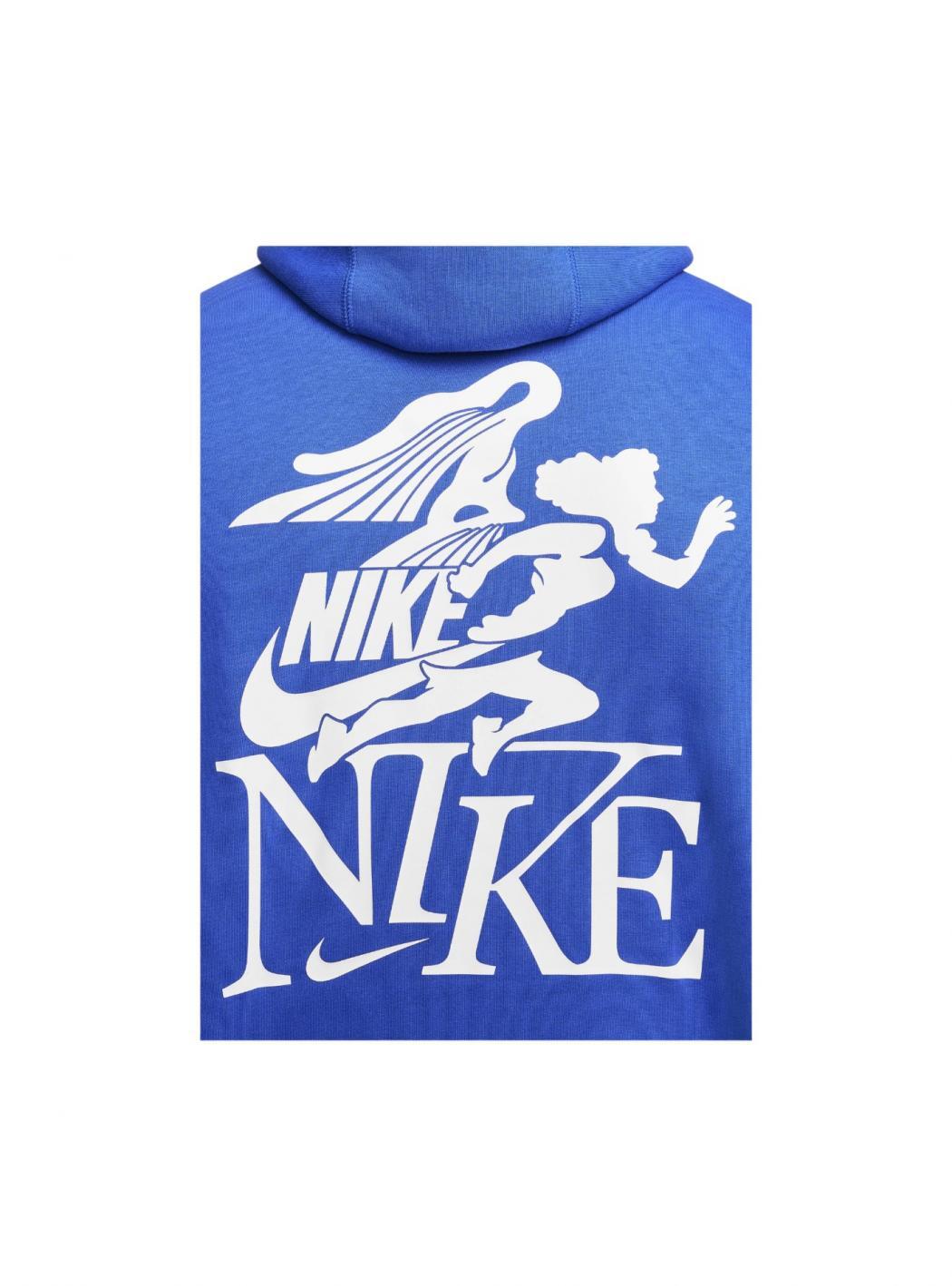 Felpa Uomo Nike Sportswear con Zip e Cappuccio, Fodera in Pile, Azzurro XL 3/4