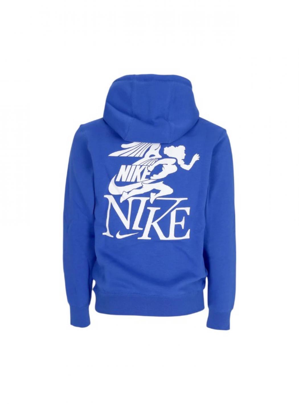 Felpa Uomo Nike Sportswear con Zip e Cappuccio, Fodera in Pile, Azzurro XL 4/4