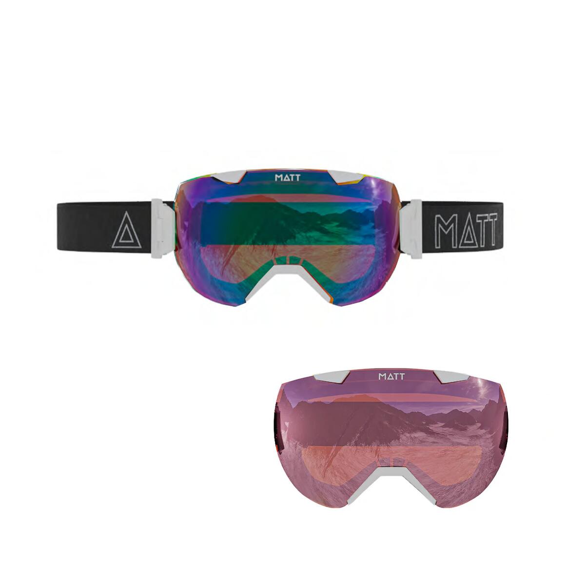Maschera da sci Synchro White - blu (con 2 lenti) - Bianco 2/3