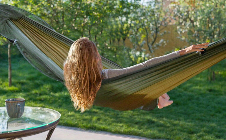Double camping hammock with mosquito net
