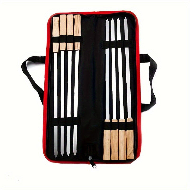 NNETM 8-Pack Stainless Steel BBQ Skewers with Wooden Handles