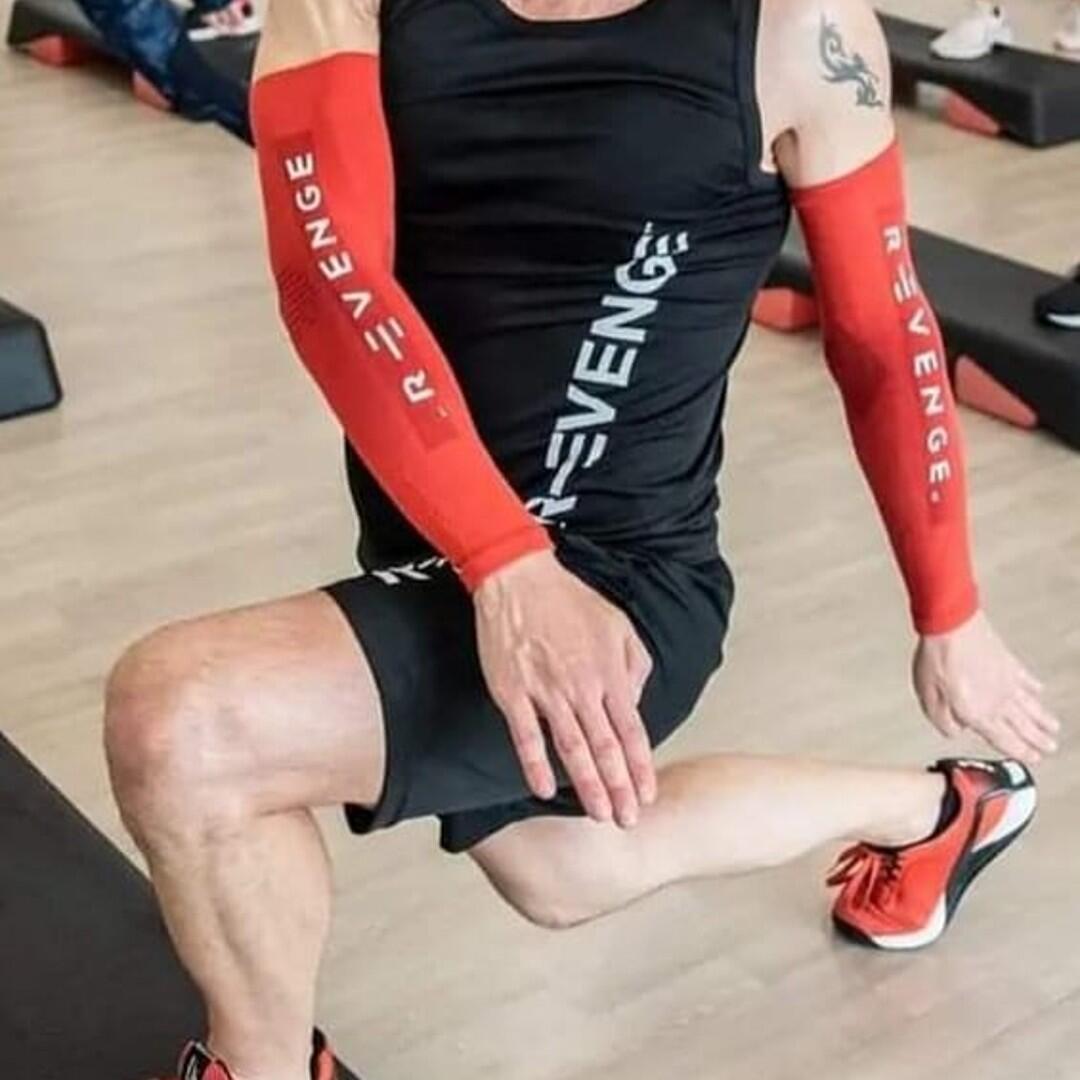 Arm Mangas para os braços adultos de compressão e proteção ciclismo vermelha 4/5