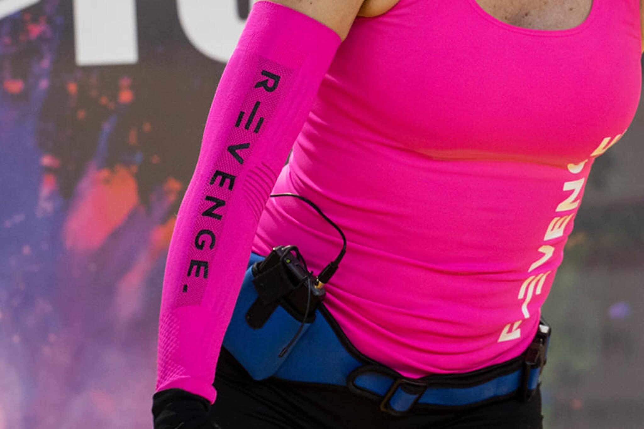 Manchette Couvre Bras Manchons adulte Compression kinesiotaping fitness fuchsia 4/5