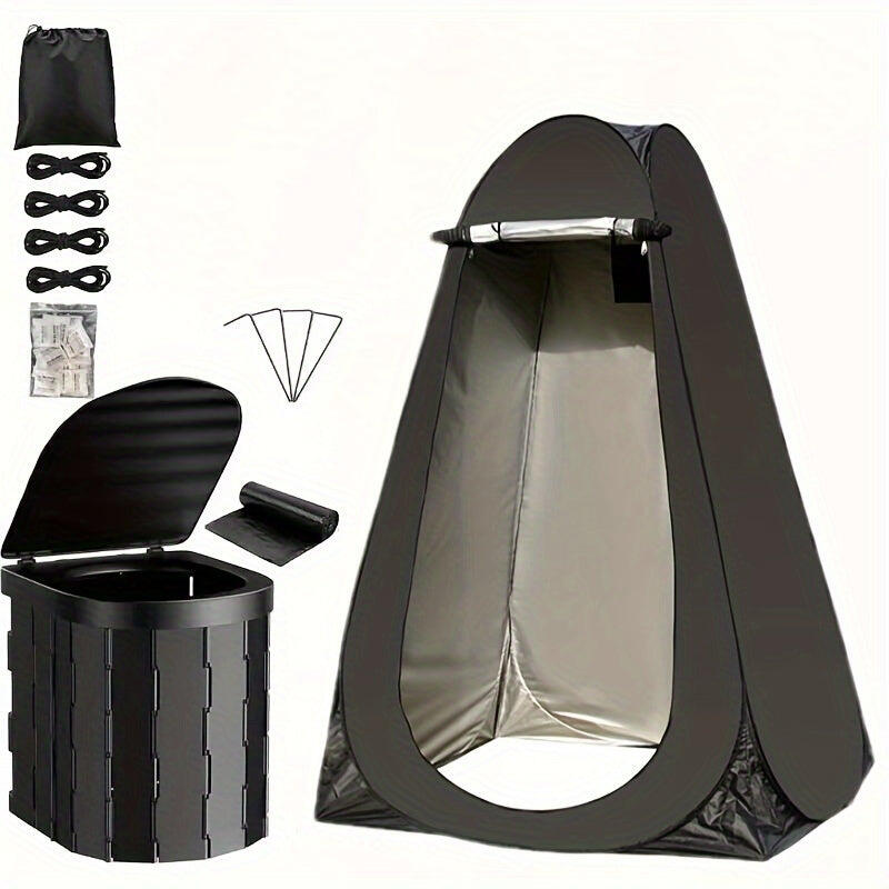 NNETM Portable Outdoor Toilet Kit with Privacy Tent