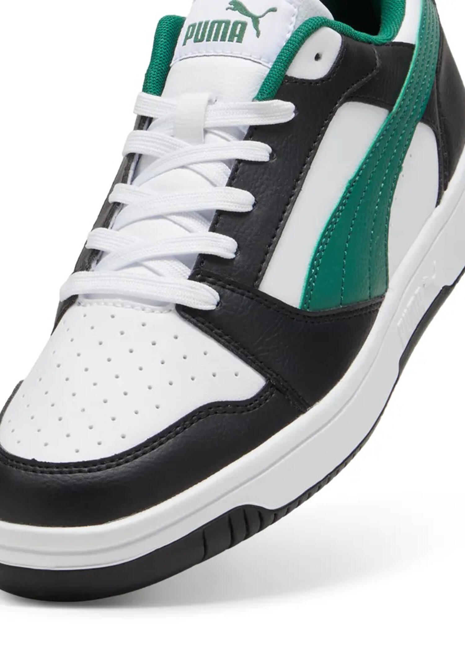 Scarpe Sportive Pelle Ecologica Uomo Puma Rebound V6 Bianco Nero Verde 3/5