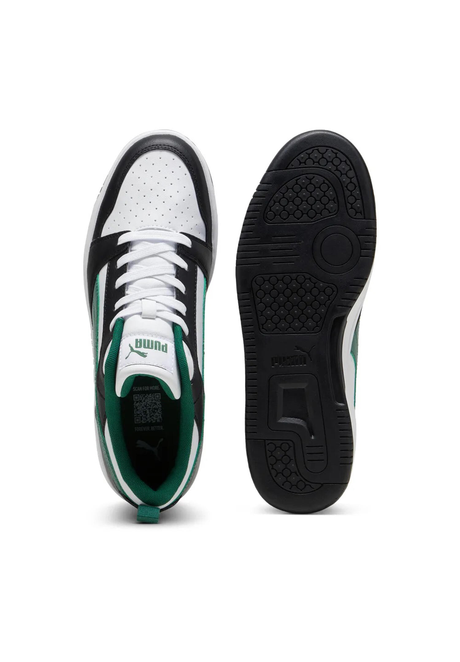 Scarpe Sportive Pelle Ecologica Uomo Puma Rebound V6 Bianco Nero Verde 5/5