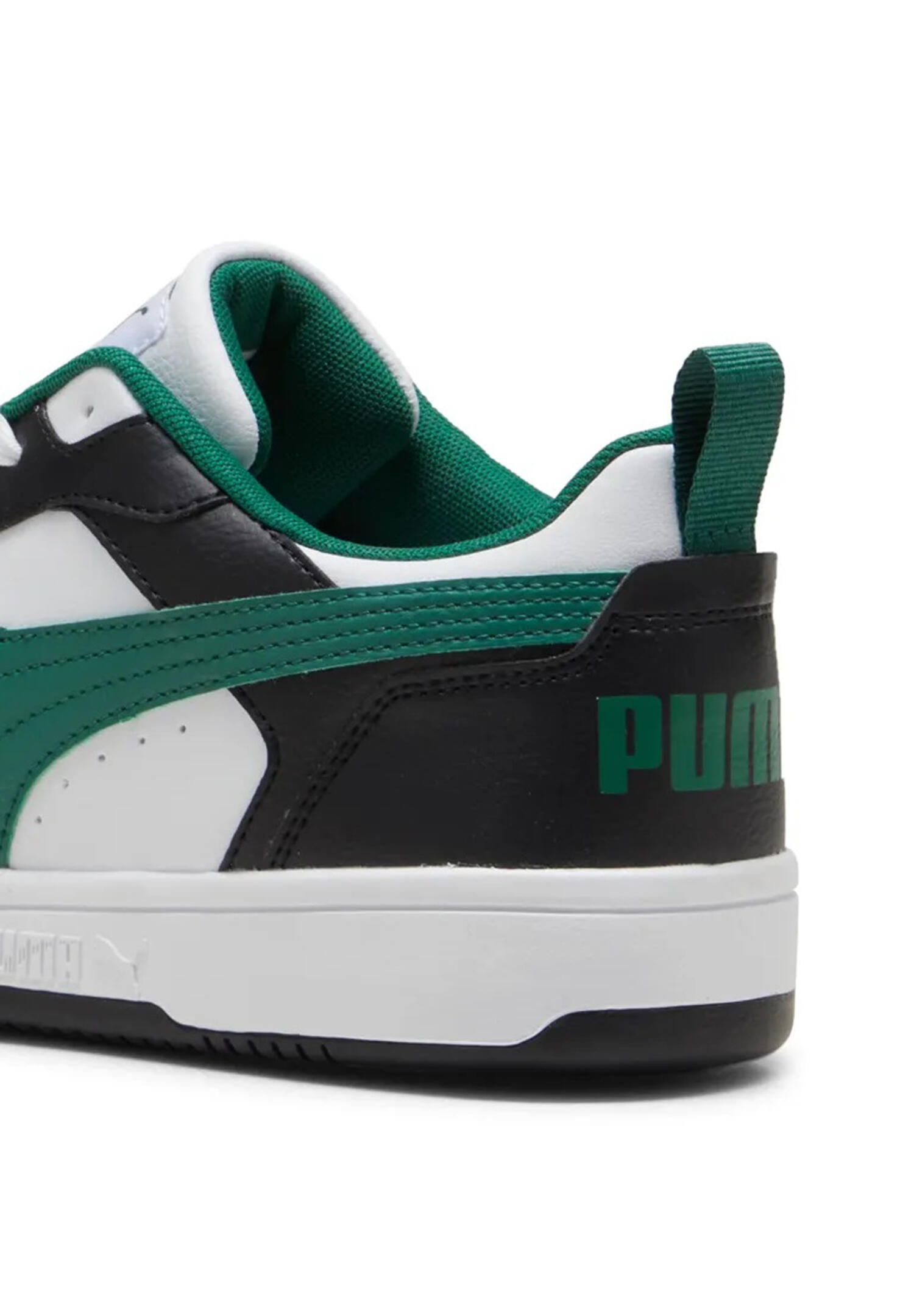 Scarpe Sportive Pelle Ecologica Uomo Puma Rebound V6 Bianco Nero Verde 4/5
