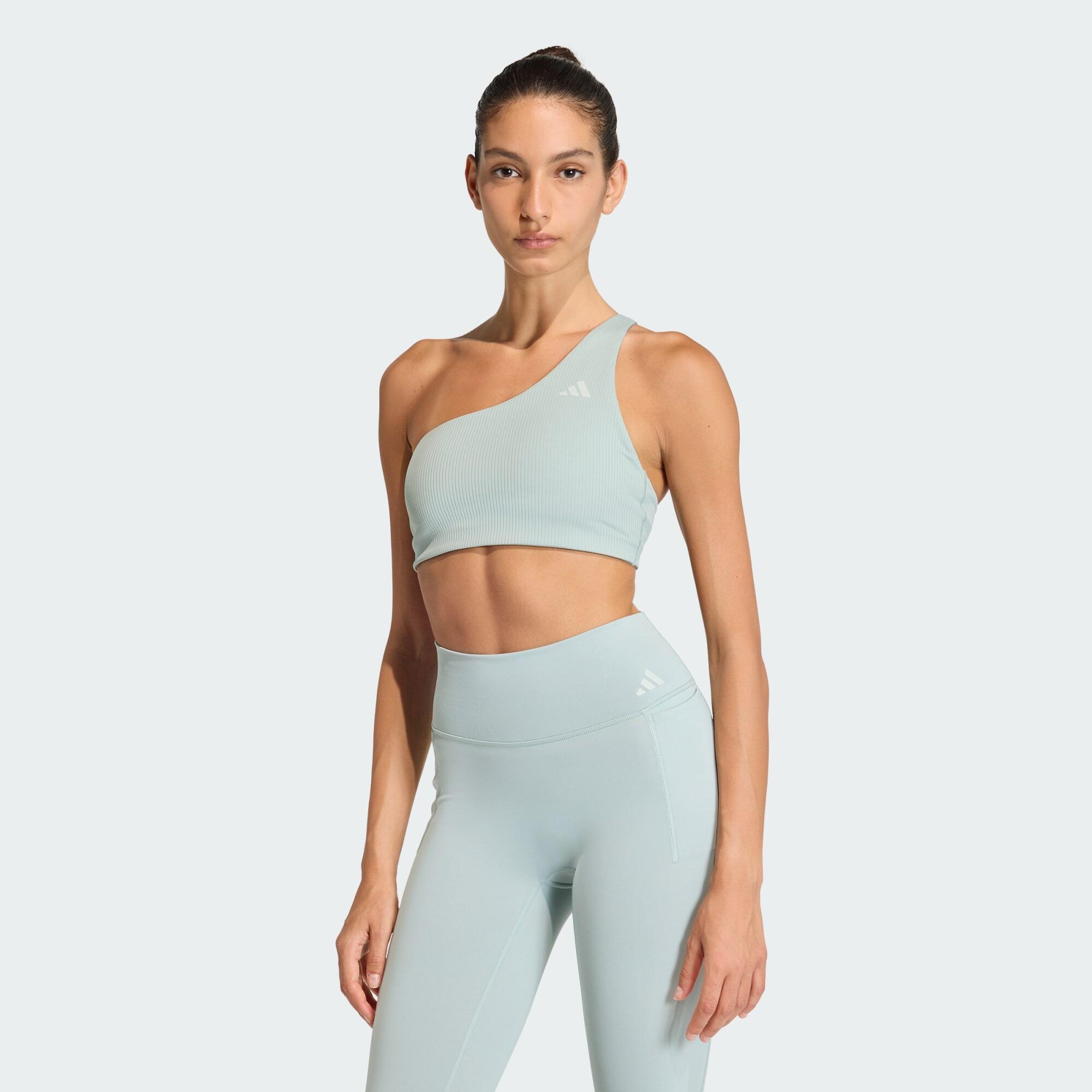 Adidas - Brassière De Training Asymétrique Côtelée Optime Maintien Léger - Brassière - Vert - 34 2xs - Decathlon