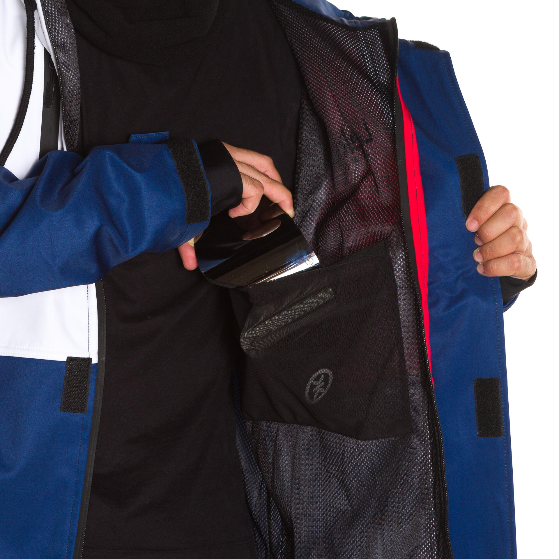 Veste de ski snow Kids 1830 10K bleu blanc rouge 3/4