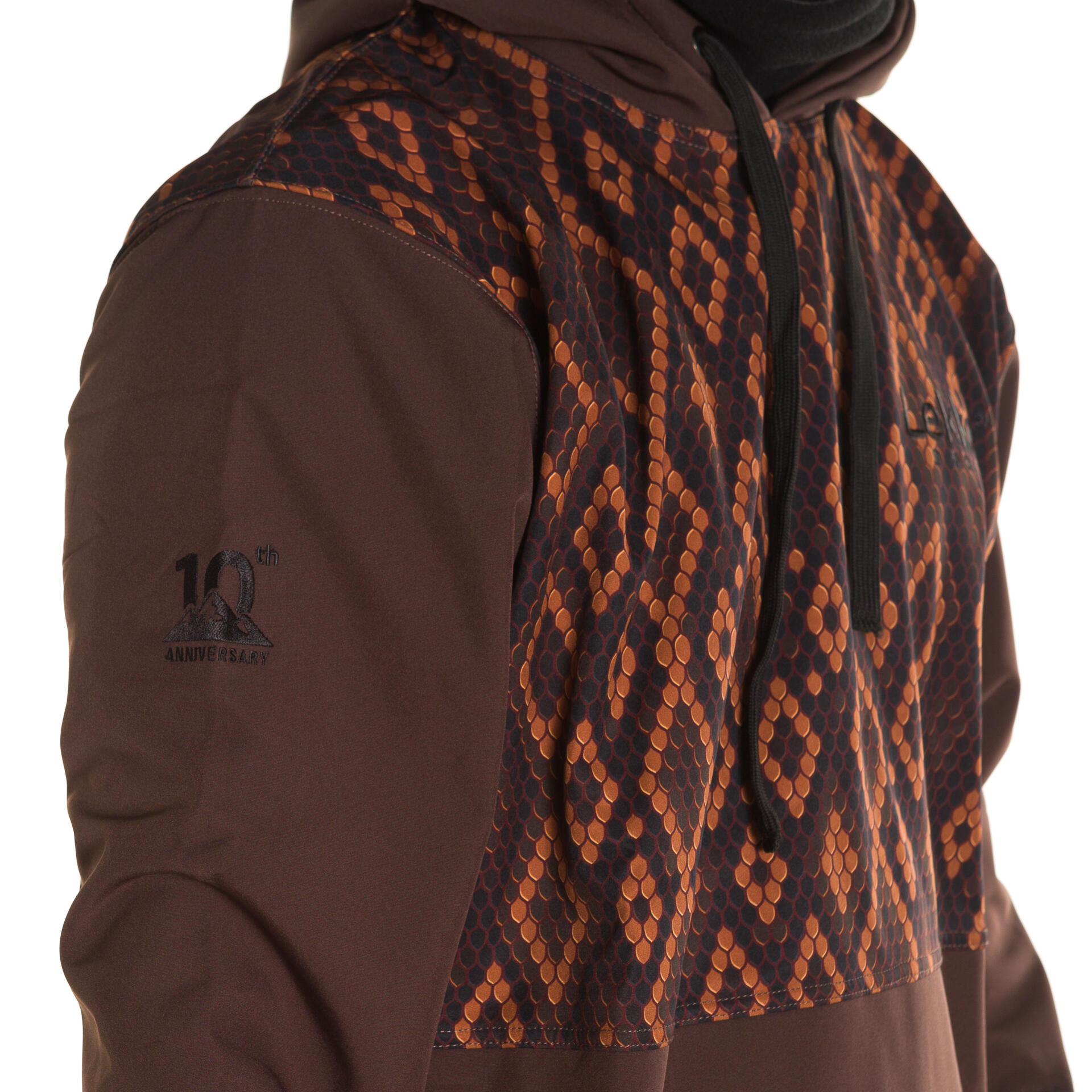 Snowboard hoodie 10K Boa Print slang chocolade 3/4