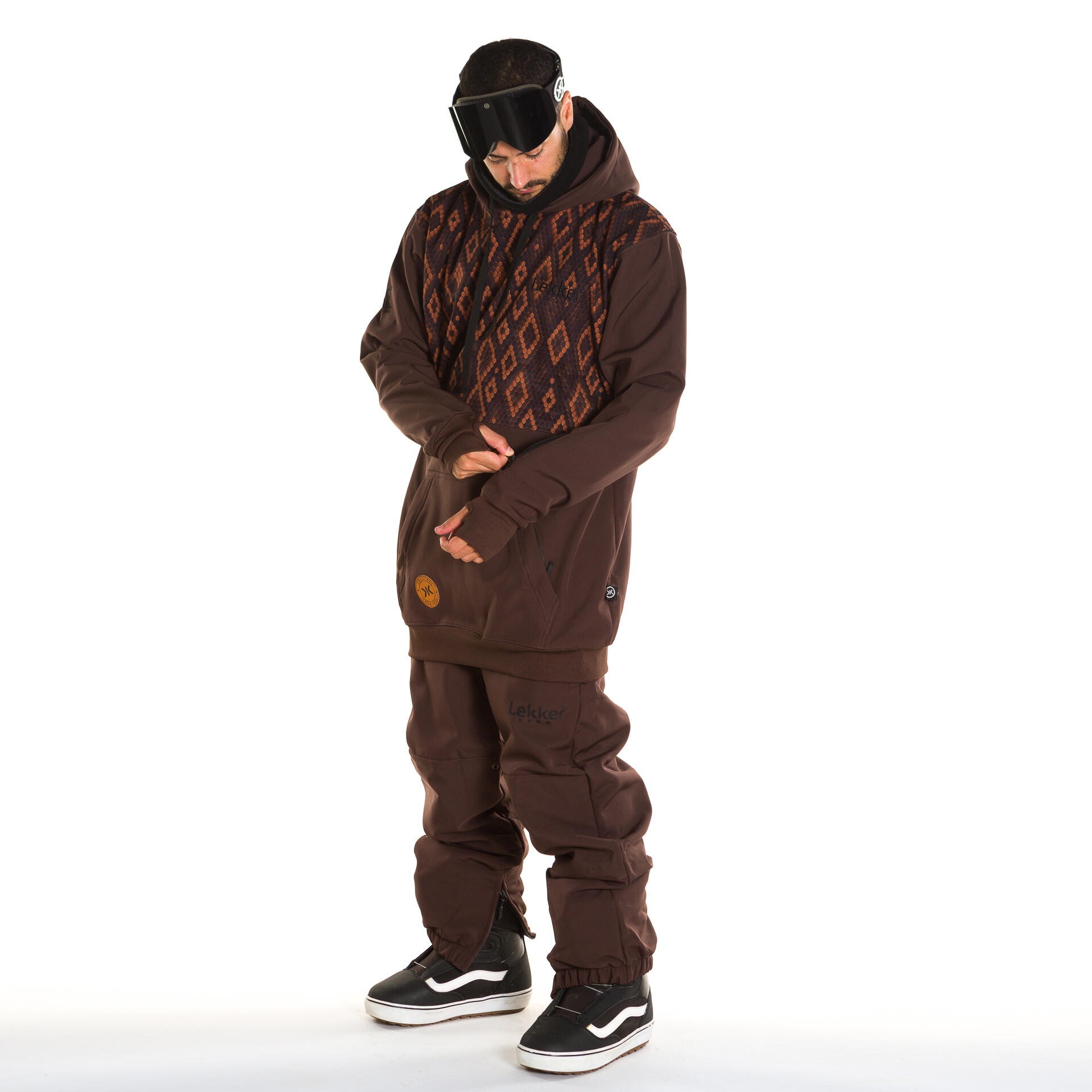 Snowboard hoodie 10K Boa Print slang chocolade 2/4