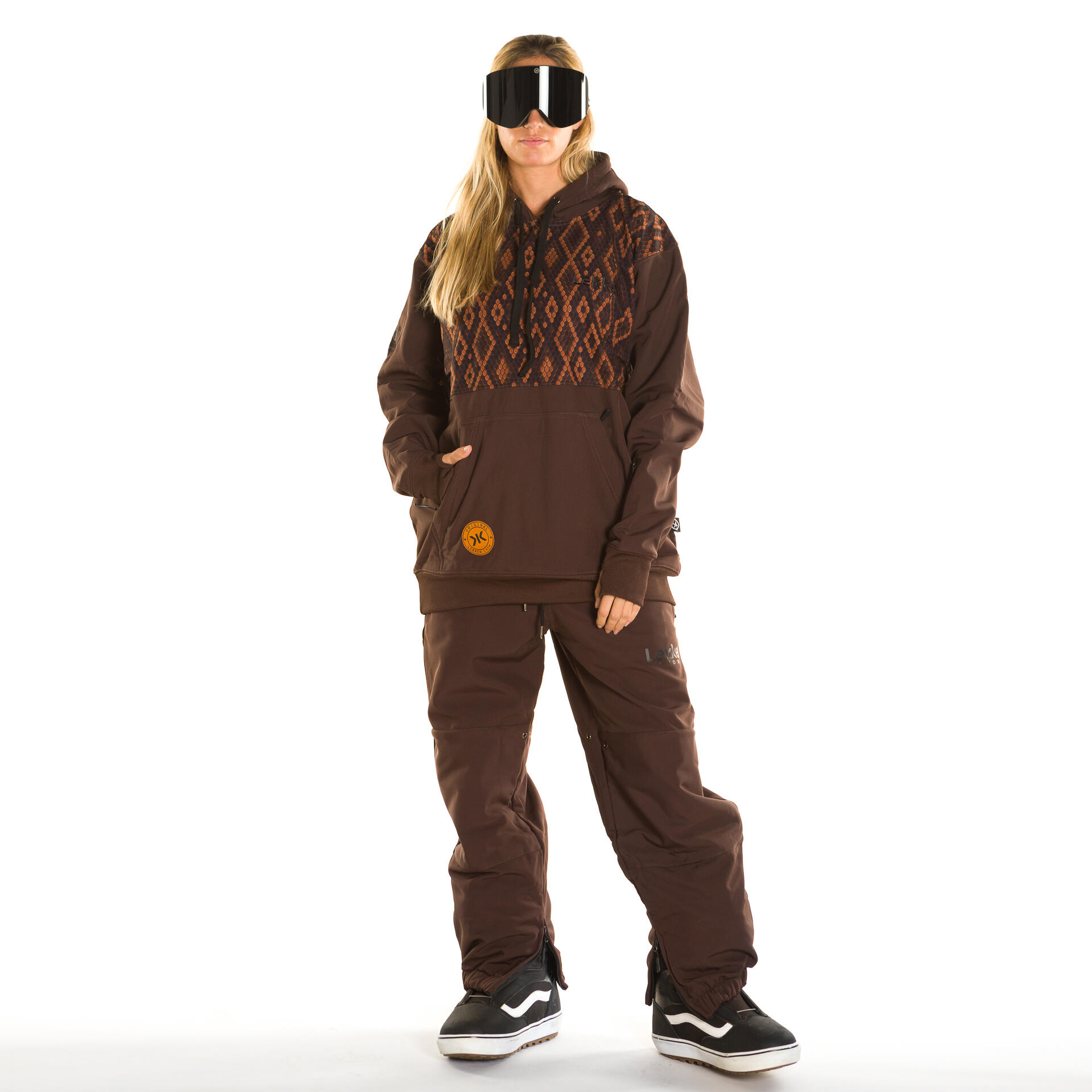 Snowboard hoodie 10K Boa Print slang chocolade 1/4