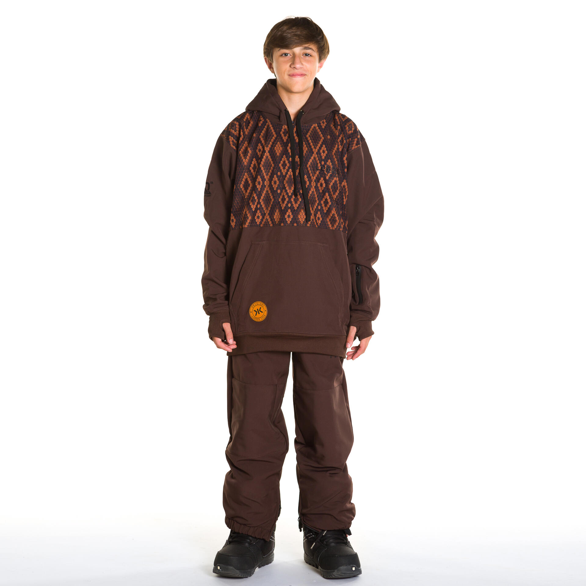 Snowboard hoodie 10K Kids Boa Print slang chocolade 1/3