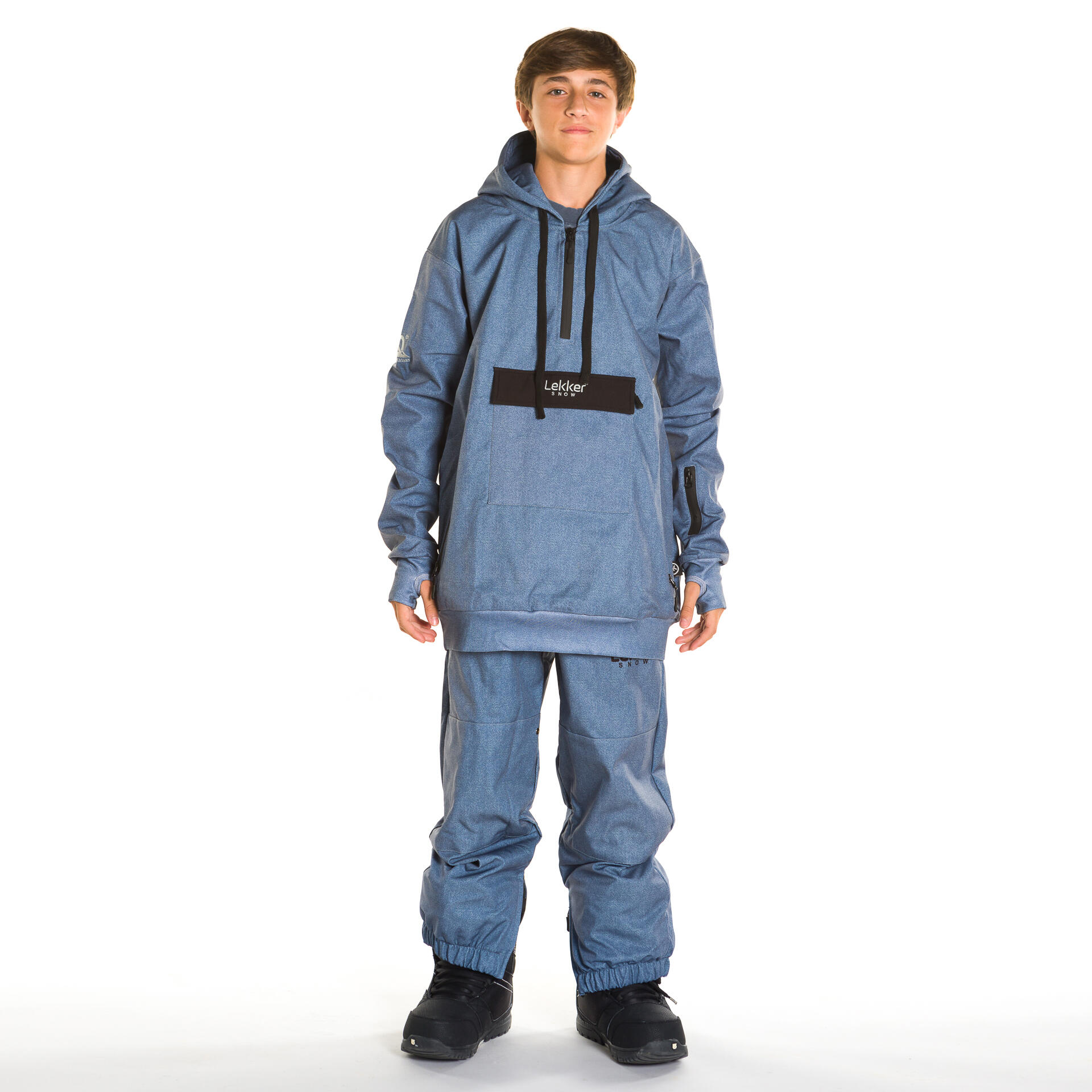 Snowboard hoodie 10K Kids Granite Storm grijs denim 1/3