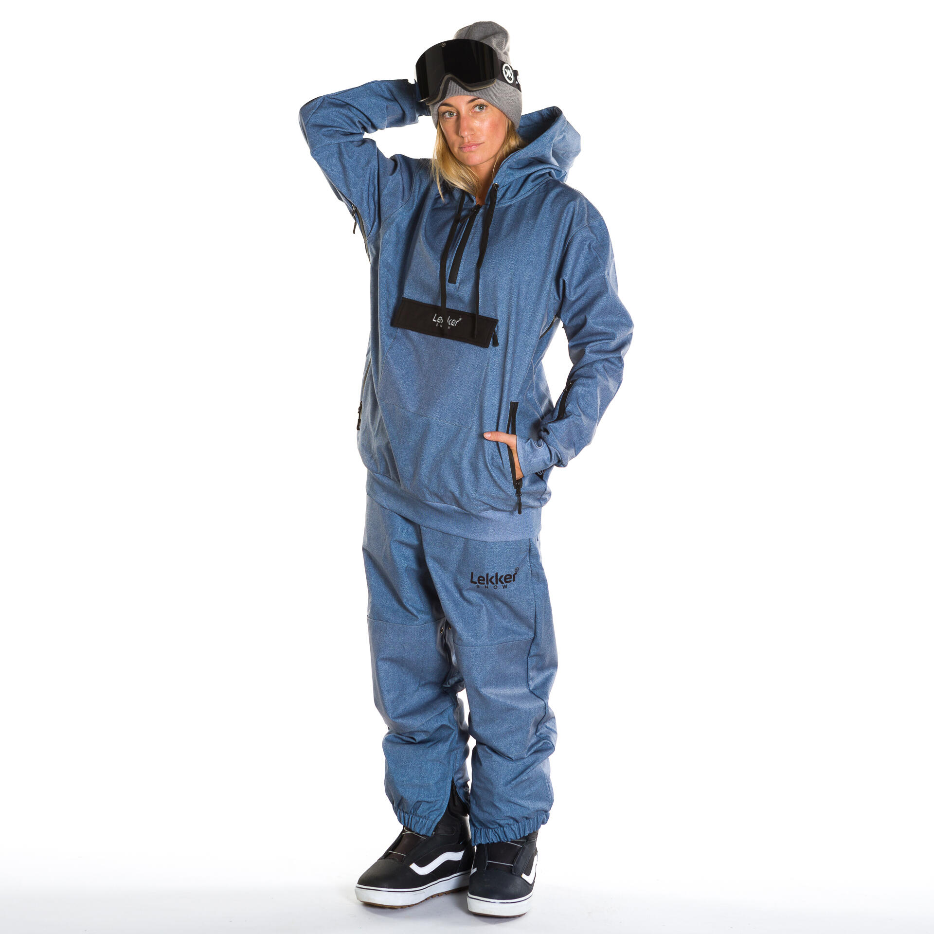 Snowboard hoodie 10K Granite Storm grijs denim 2/3