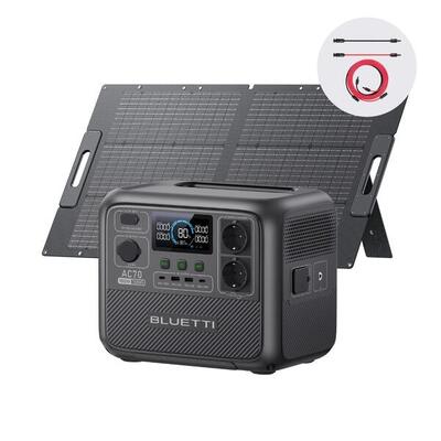 BLUETTI AC70 1000 W tragbare Elektrostation + 100 W Solarpanel für Wohnwagen