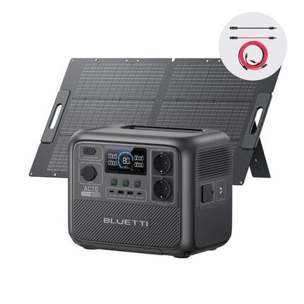 BLUETTI Station Électrique Portable AC70 1000W+Panneau Solaire 100W pour Caravan