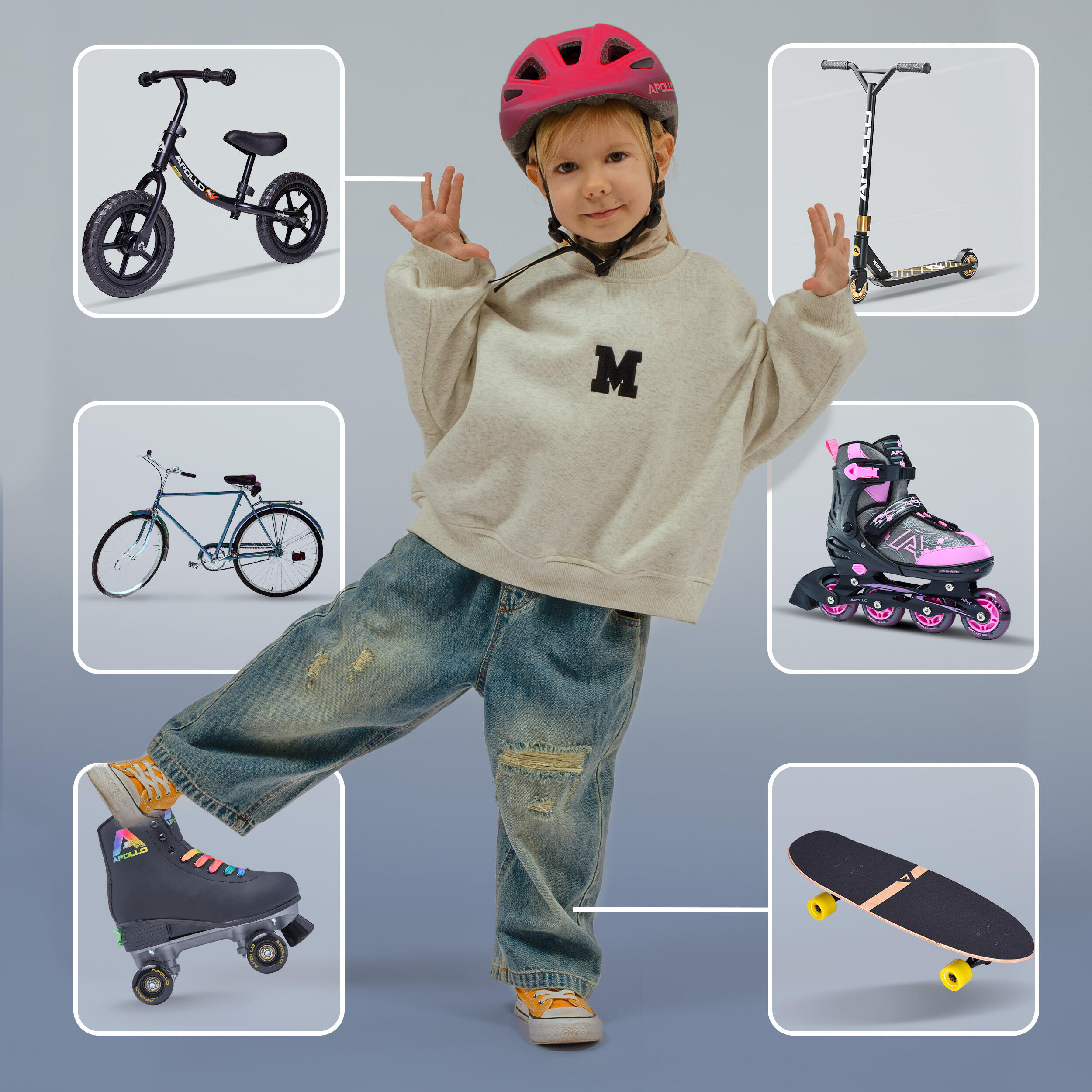 Apollo Kinderhelm – verstellbarer Multisporthelm für Fahrrad & Freizeit 3/7