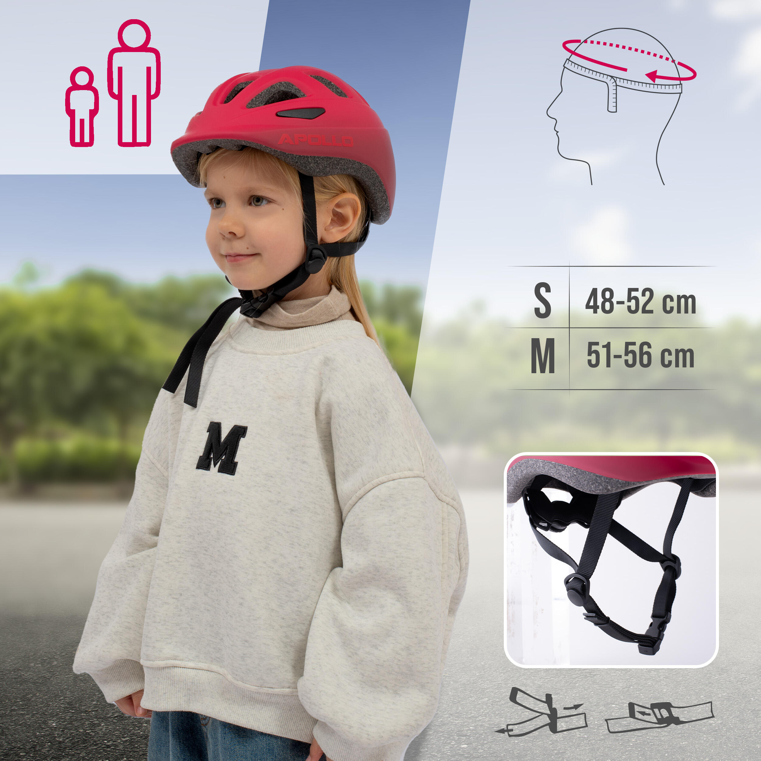 Apollo Kinderhelm – verstellbarer Multisporthelm für Fahrrad & Freizeit 5/7
