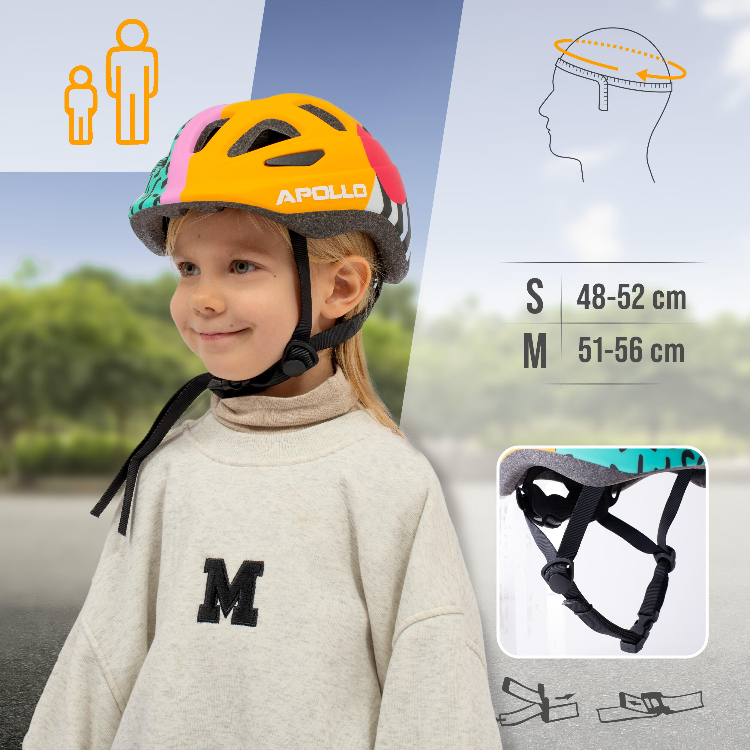 Apollo Kinderhelm – verstellbarer Multisporthelm für Fahrrad & Freizeit 5/7