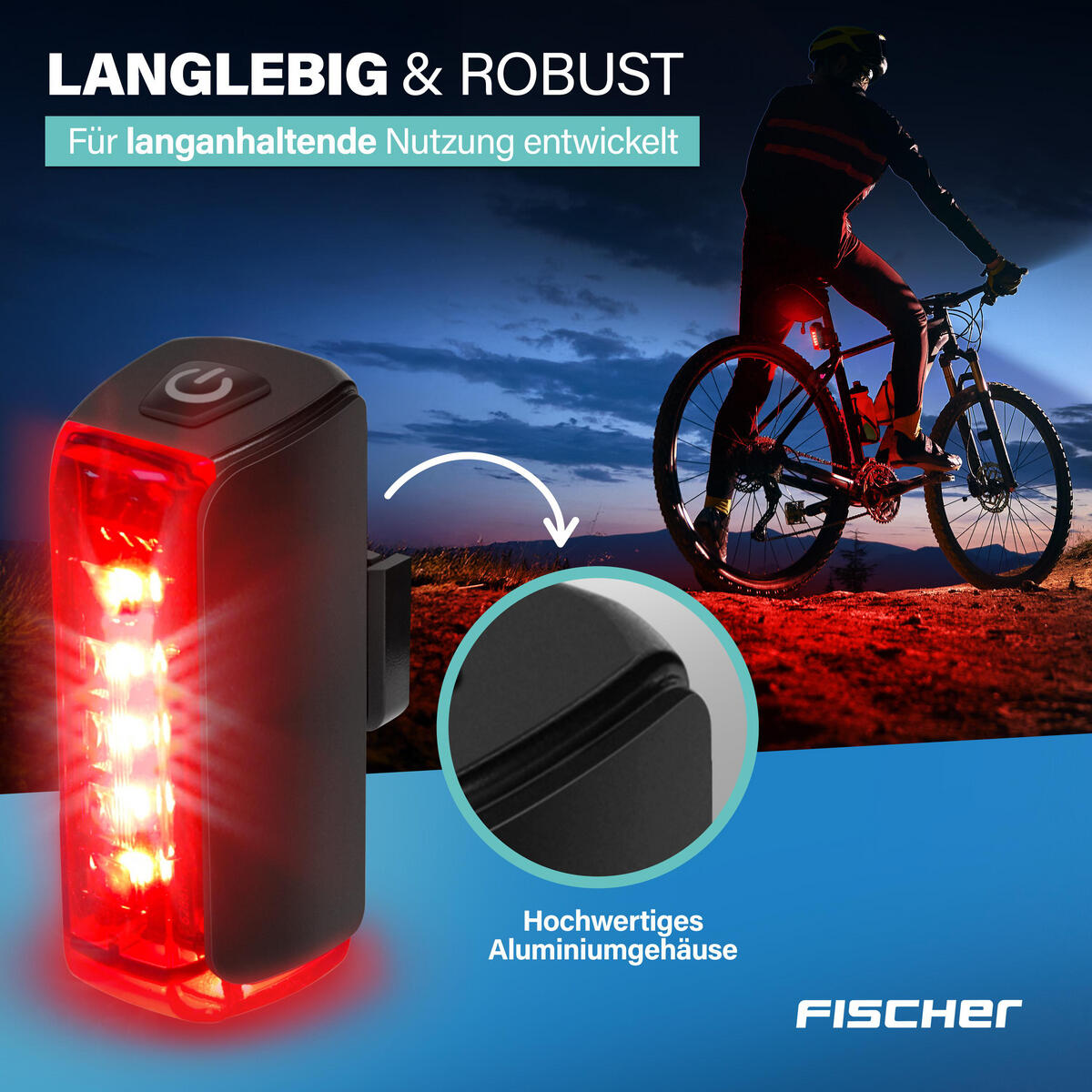 FISCHER Akku Rücklicht TWIN 2.0 - 360° Bodenbeleuchtung 4/7