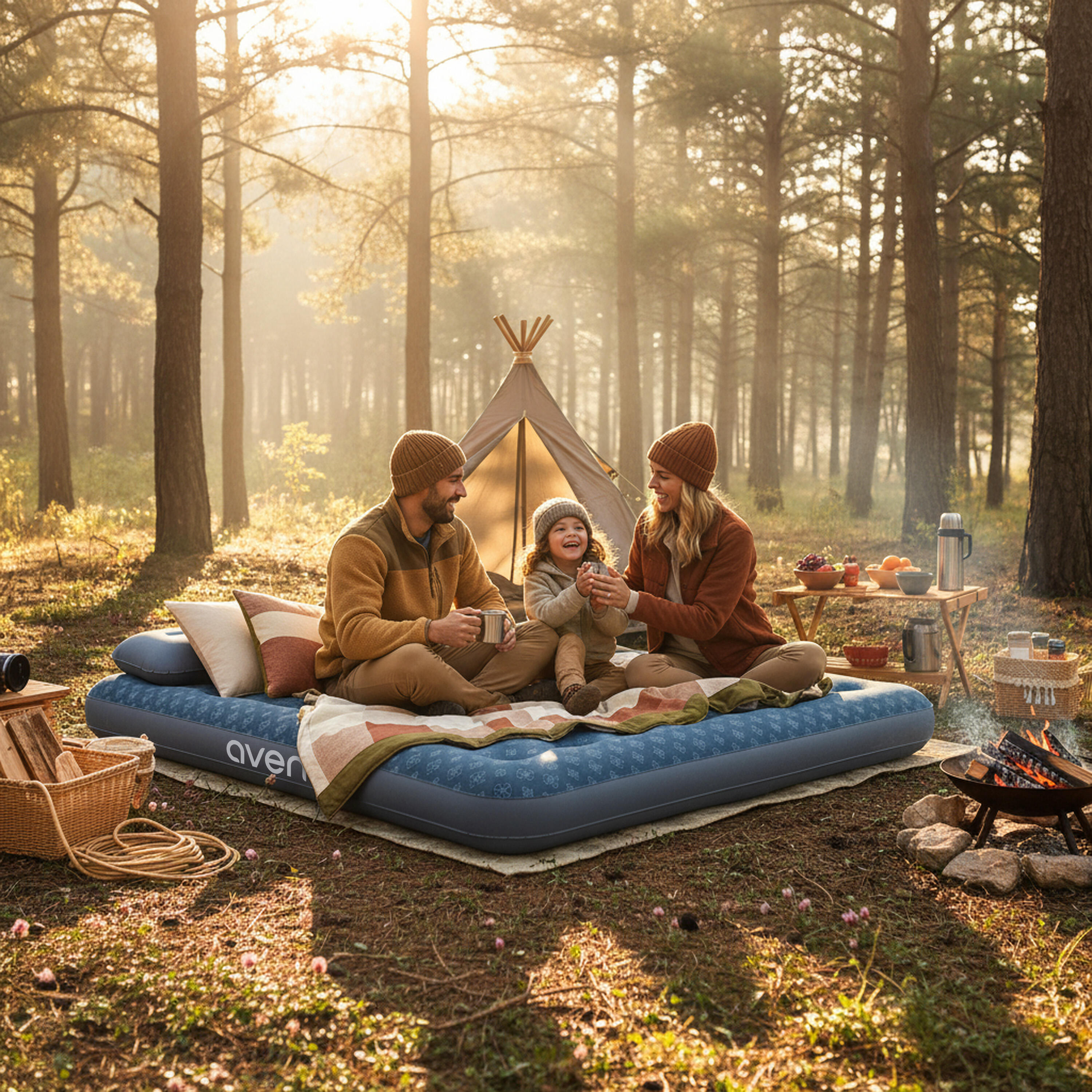 Luftmatratze Camping 2 Personen 203x183x22cm Luftbett Campingmatratze 4/7
