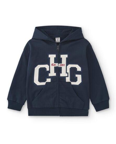 Sudadera con capucha niño azul marino con cremallera CHG