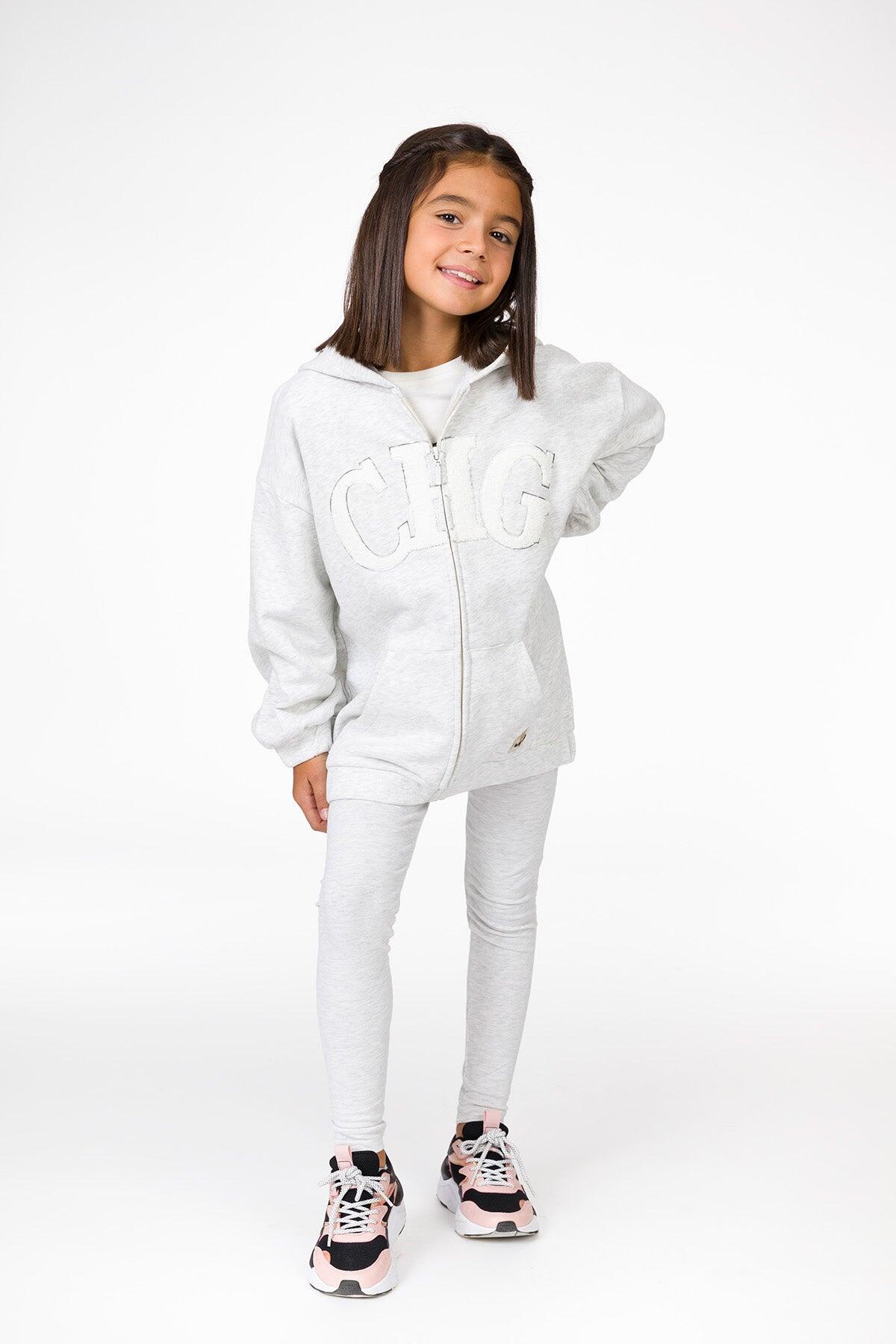 Moletom aberto cinza para meninas CHG | Com 4/5