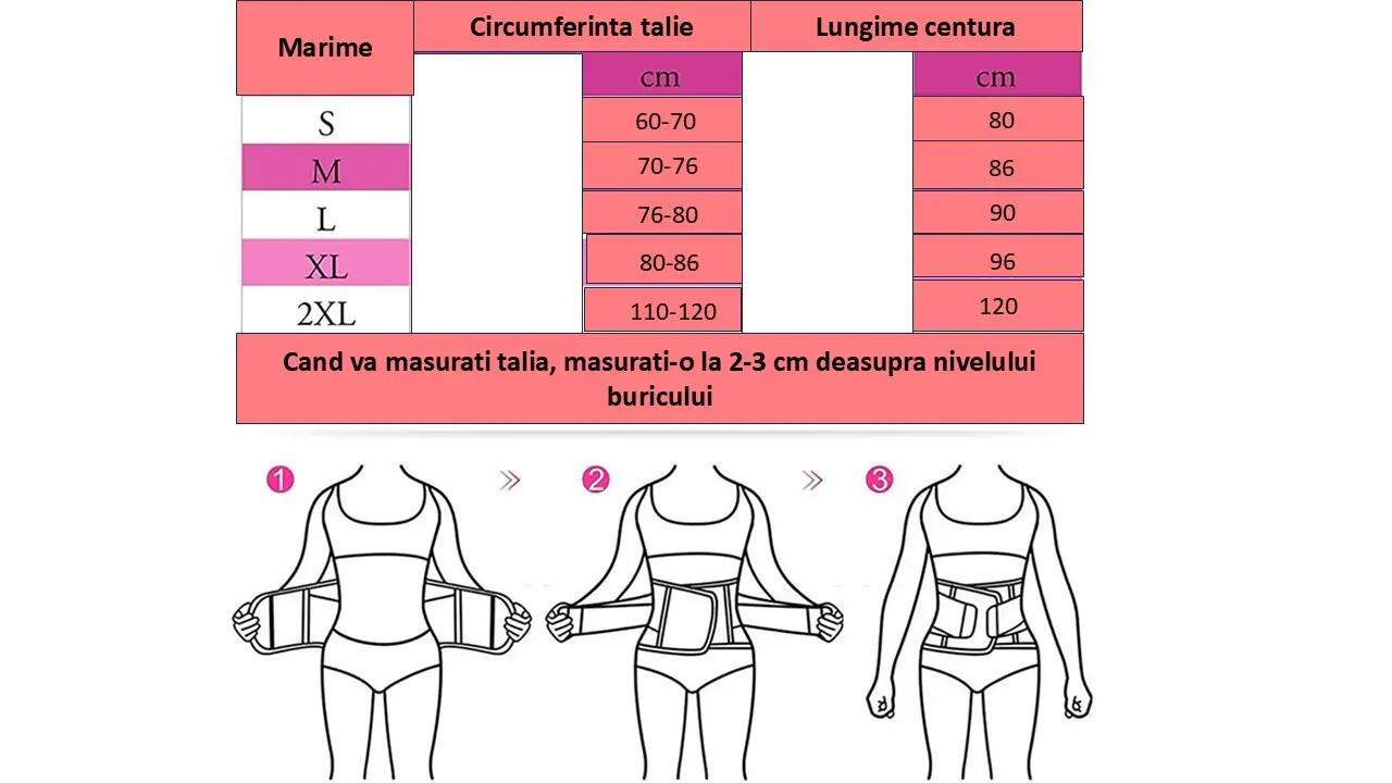 Centura Premium pentru slabit, modelare talie, corset cu dubla compresie, M 4/6