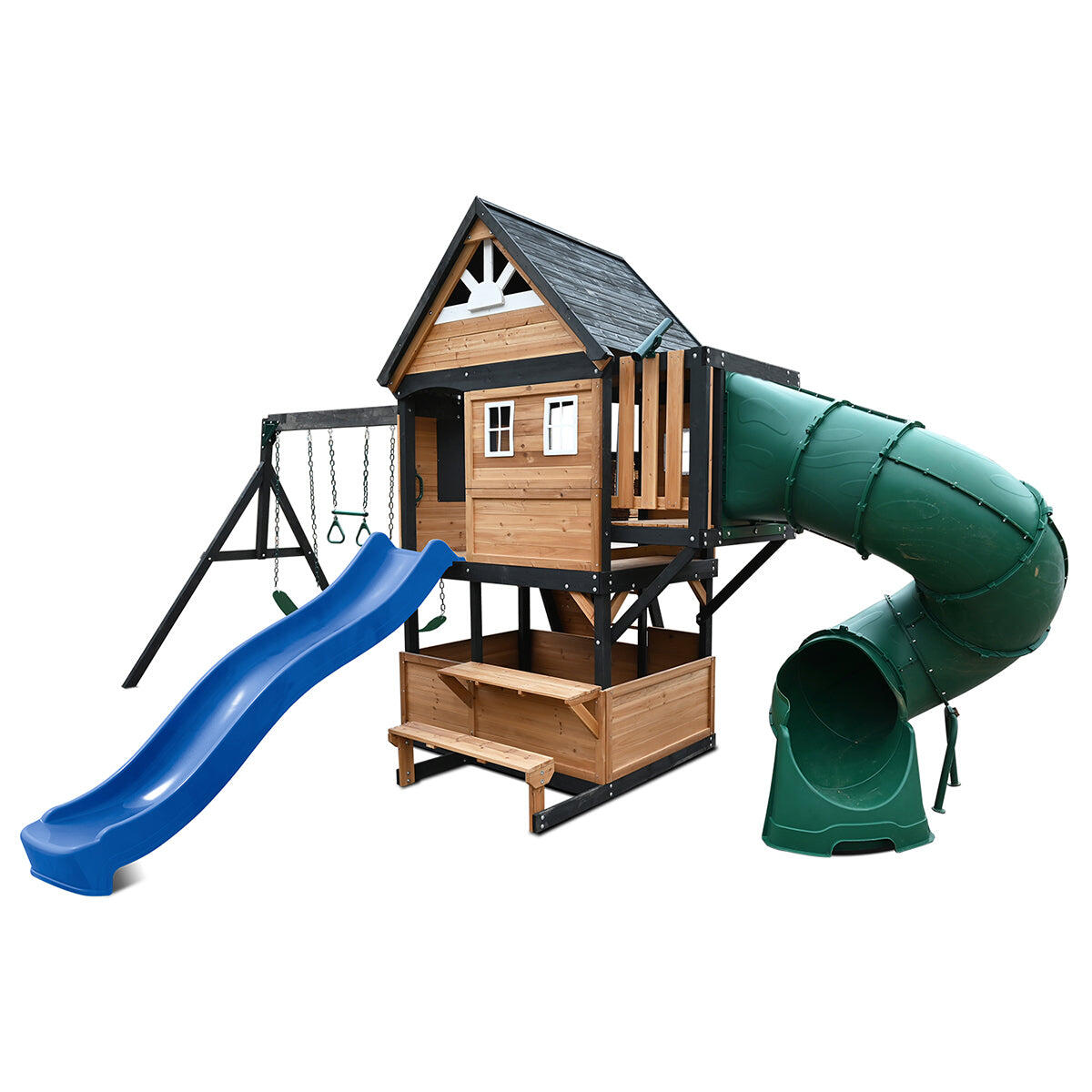 Lifespan Kids Claremont Swing Set & Play Centre with 2.2m Slide (Green)