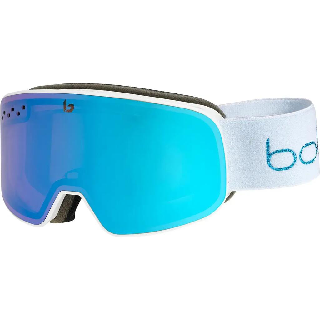 NEVADA SMALL Unisex Snow Goggles - Matte White/Metallic Blue Azure