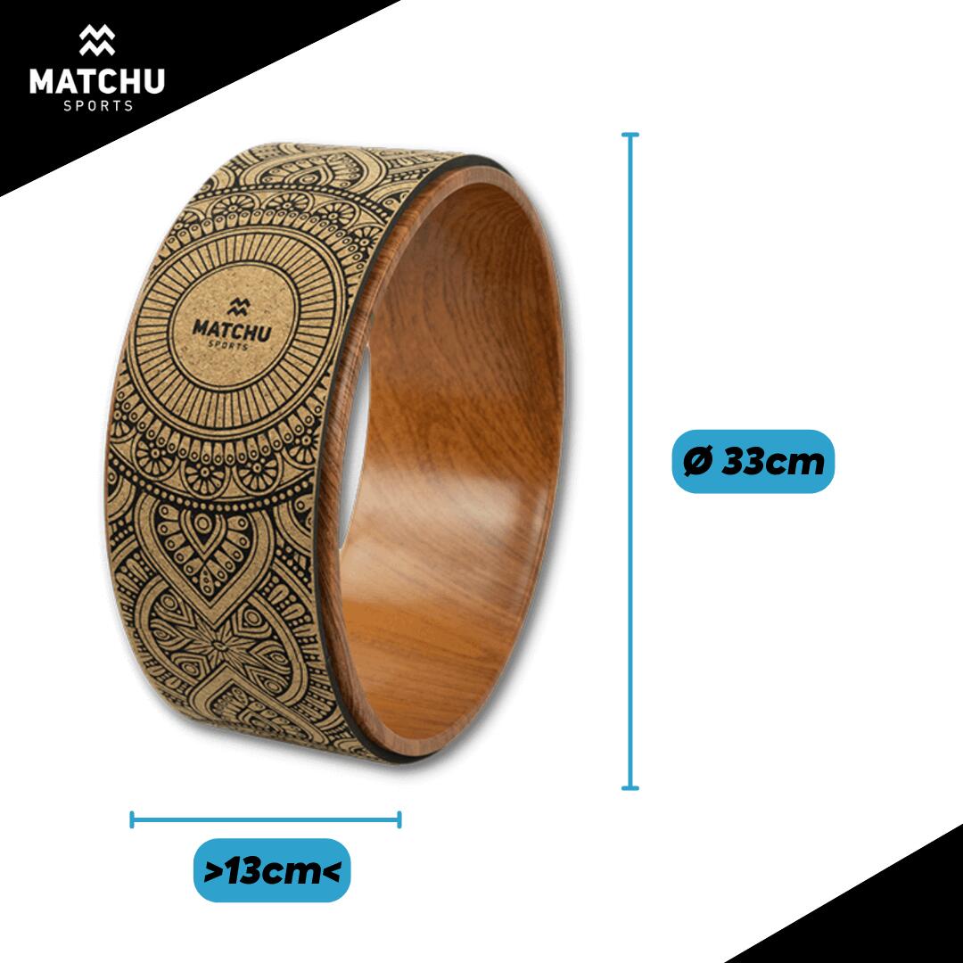 Ruota Yoga - Yoga Wheel - Antiscivolo - Ø 33 cm - Sughero/Legno 4/6