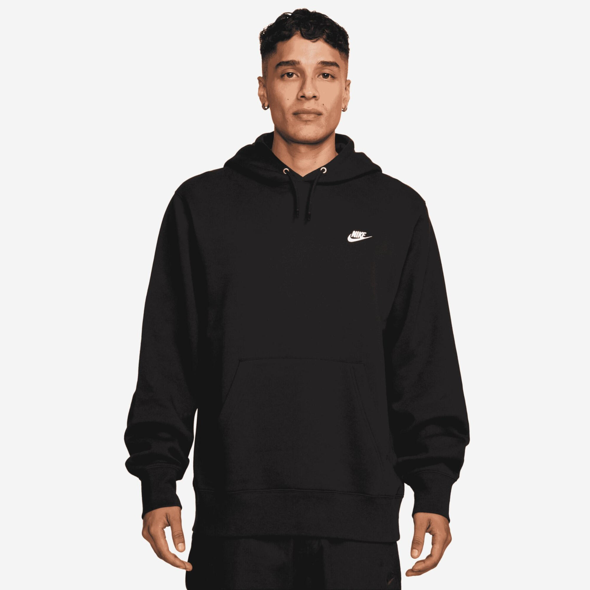 Felpa con cappuccio uomo ( fleece) nike nero 3/4