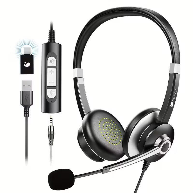 NNETM USB Headset with Microphone for Laptop and PC