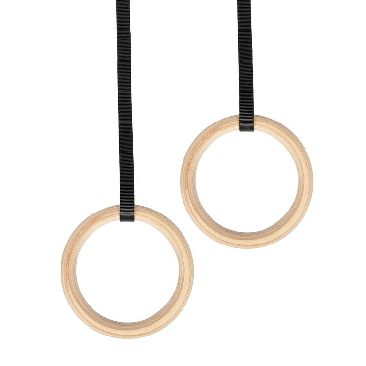 Anneaux de gymnastique en bois - Y compris les sangles 2/7