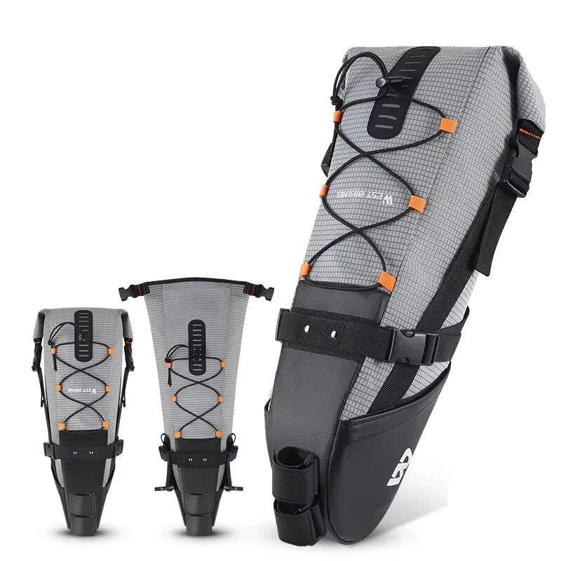 Waterproof 10L Reflective Bike Saddle Bag Gray