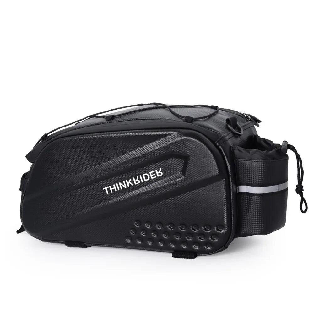 14L Bicycle Hard Shell Hunch Waterproof PU Bike Tail Bag Black